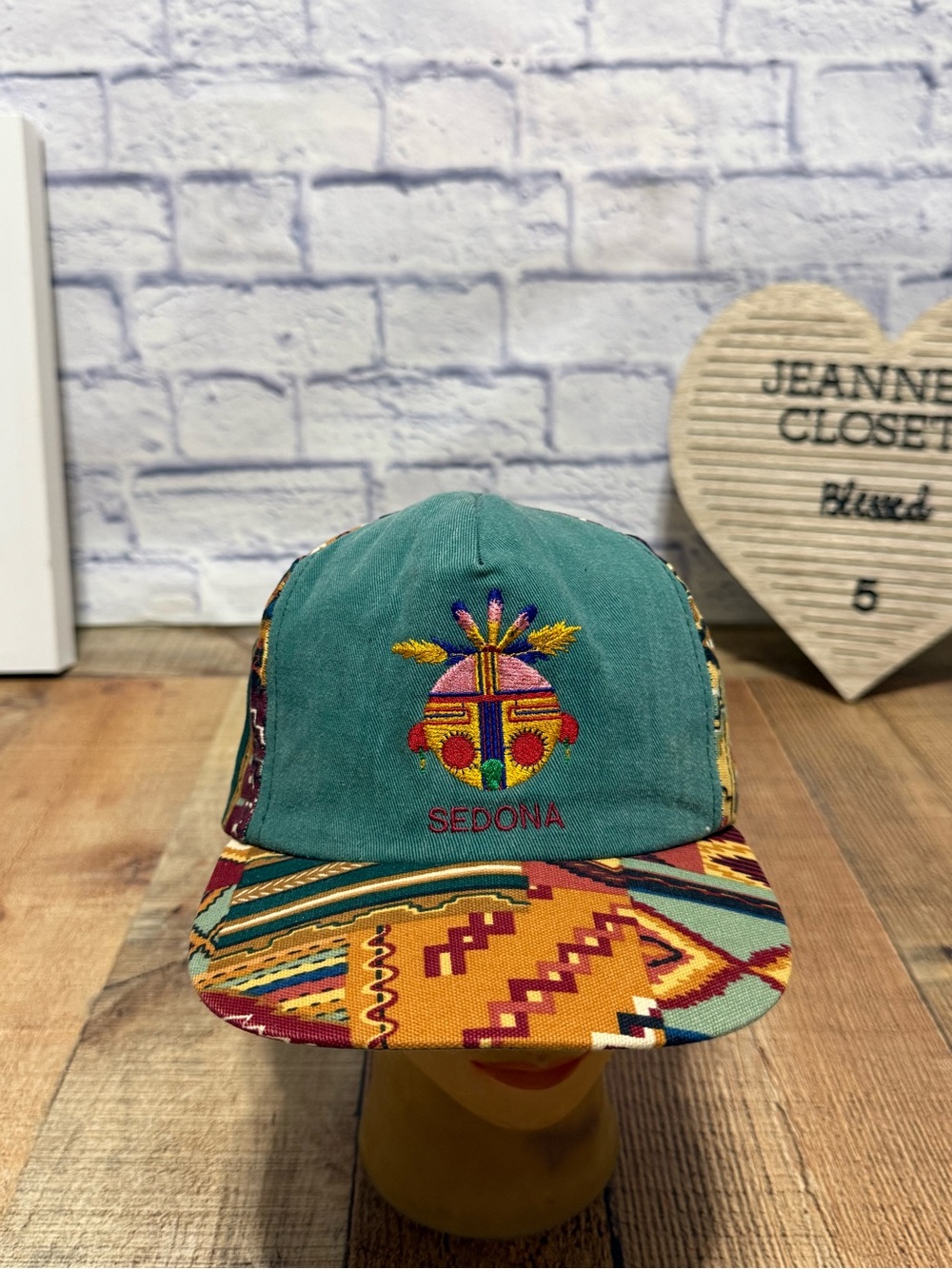 Vintage Arizona Hat Multicolor Aztec Sport America Leather Strap Made in USA